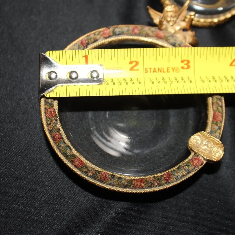 Vintage Golden Cherup Vanity Trinket Dish and Glass